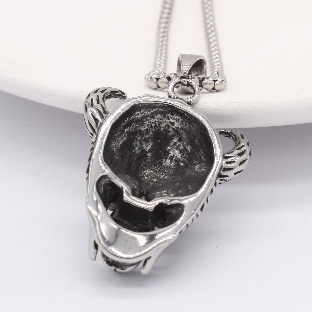 Thor Bull Skull Pendant Titanium Steel By Planderful Unisex Retro Protection Necklace
