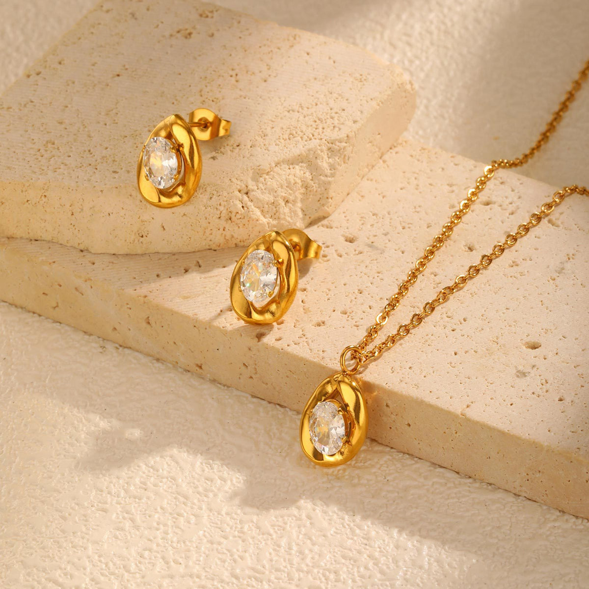 Zircon Jewelry — Stud Earrings or Necklace