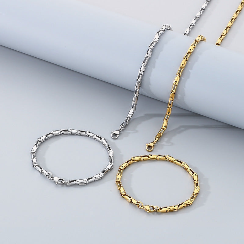 Simple Versatile Japanese Buckle Titanium Men Bracelet Set