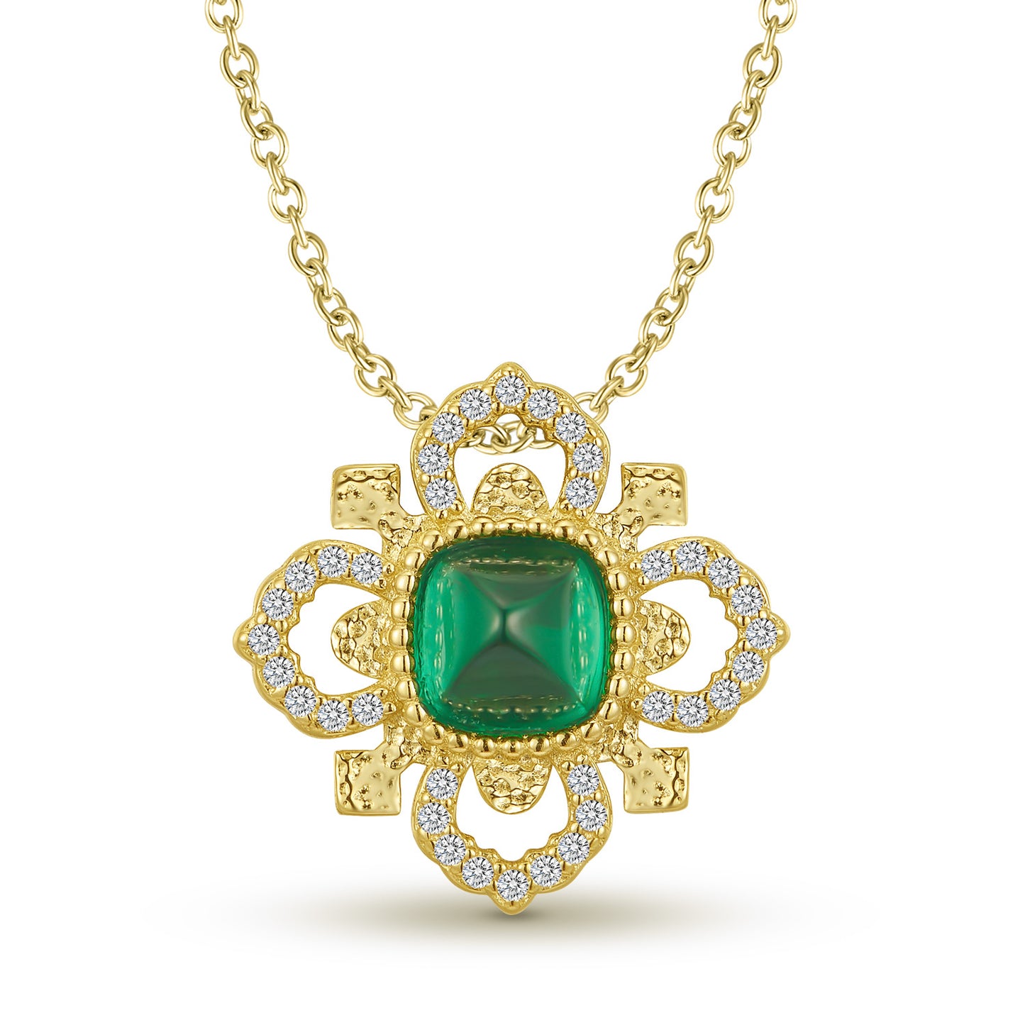 Planderful Creative Vintage Clover Necklace – Elegant Green Nano Inlay