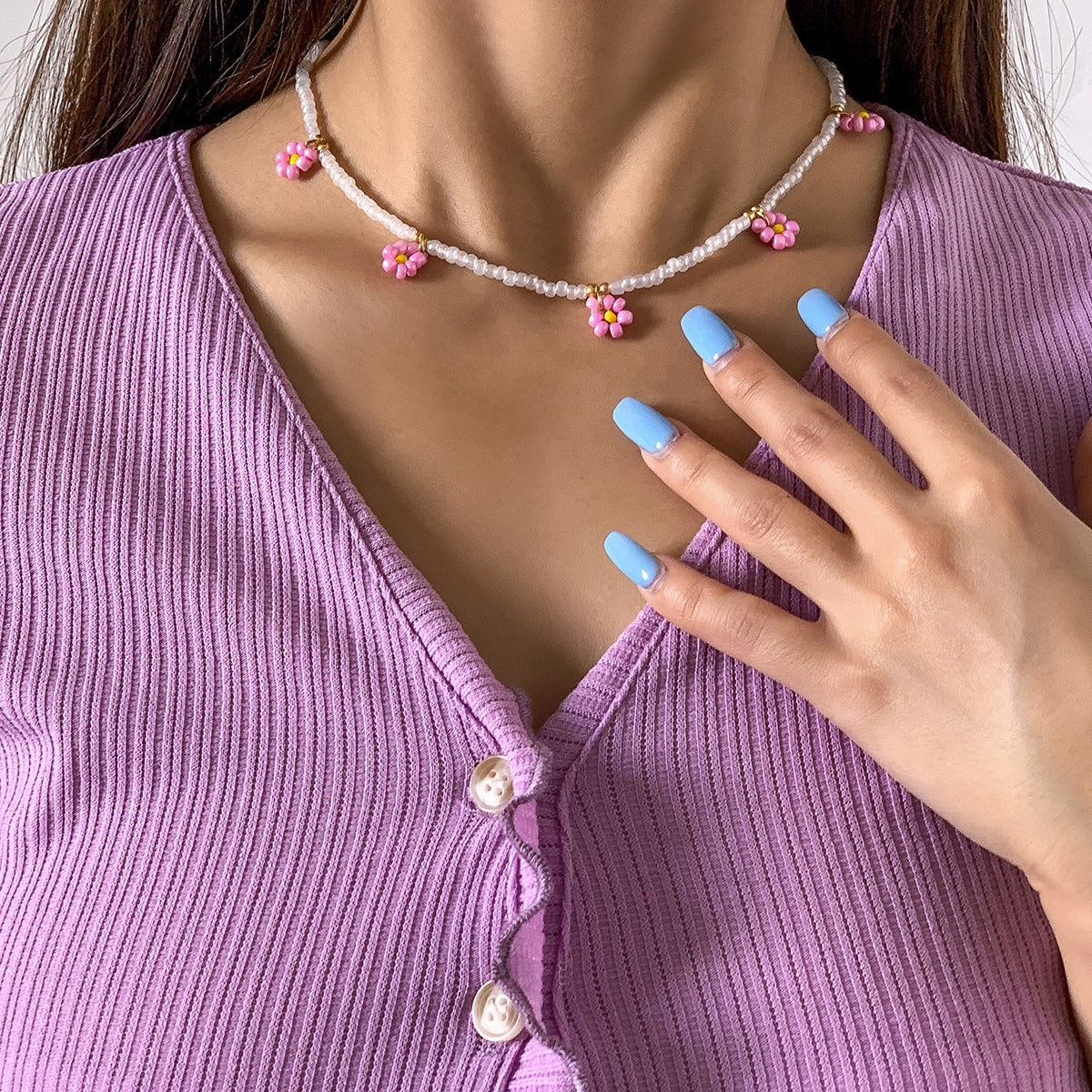Planderful Vienna Verve Daisy Fringe Collarbone Necklace For Women Elegant Holiday Style