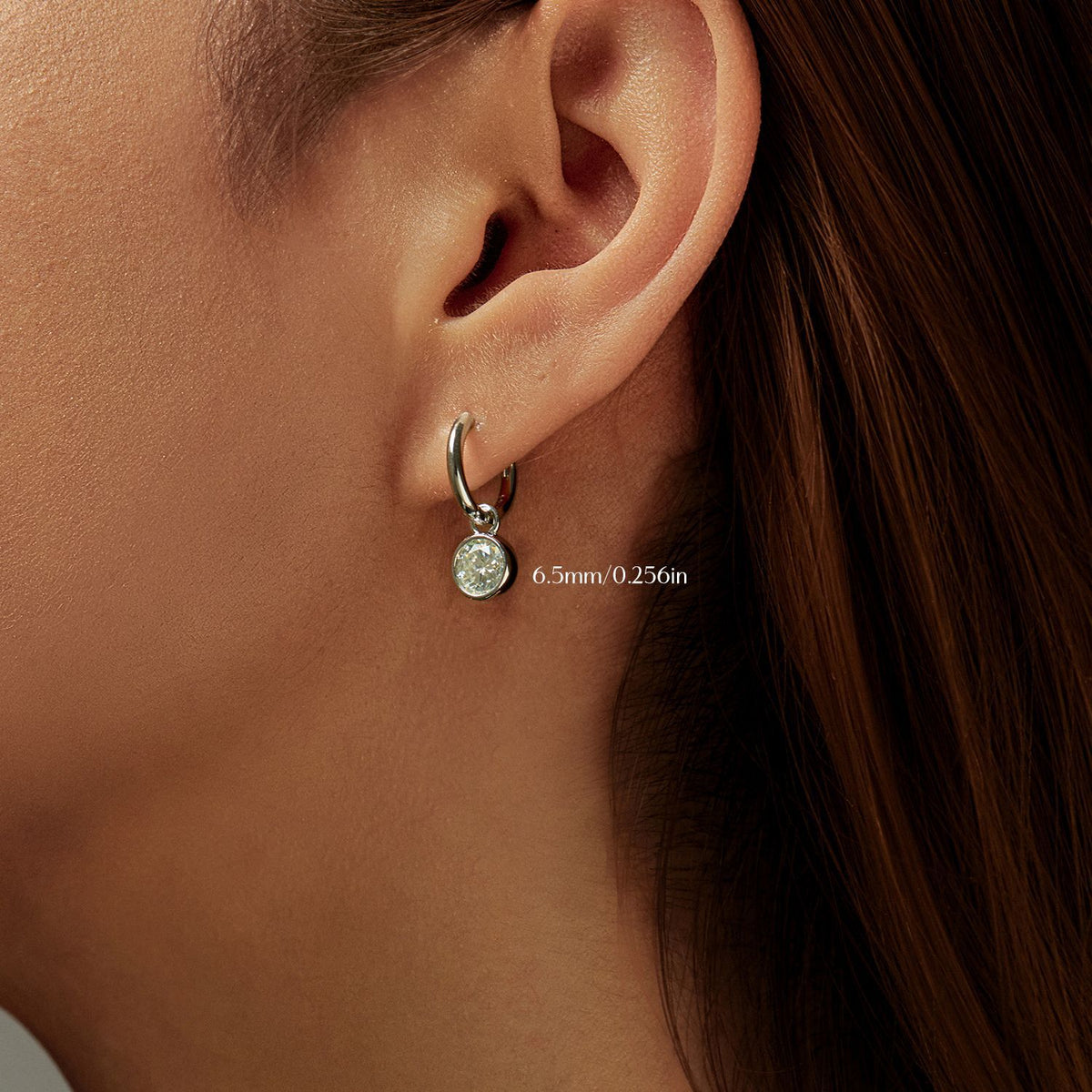 925 Sterling Silver Round Moissanite Hoop Earrings