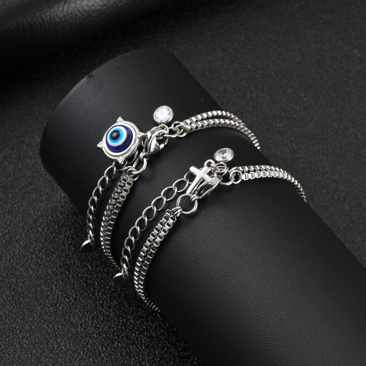 Cross Zircon Vintage Stainless Steel Bracelet