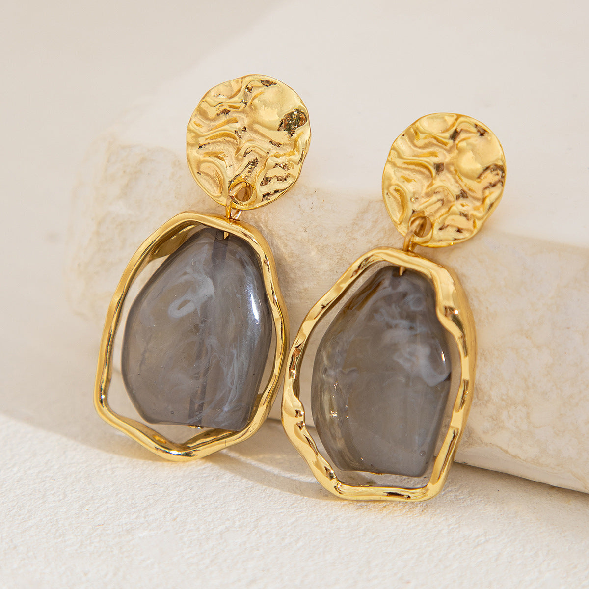 Planderful Imitation Pearl Earrings, Liquid Metal Pleated Studs, Irregular Design, Statement Jewelry for Modern Women