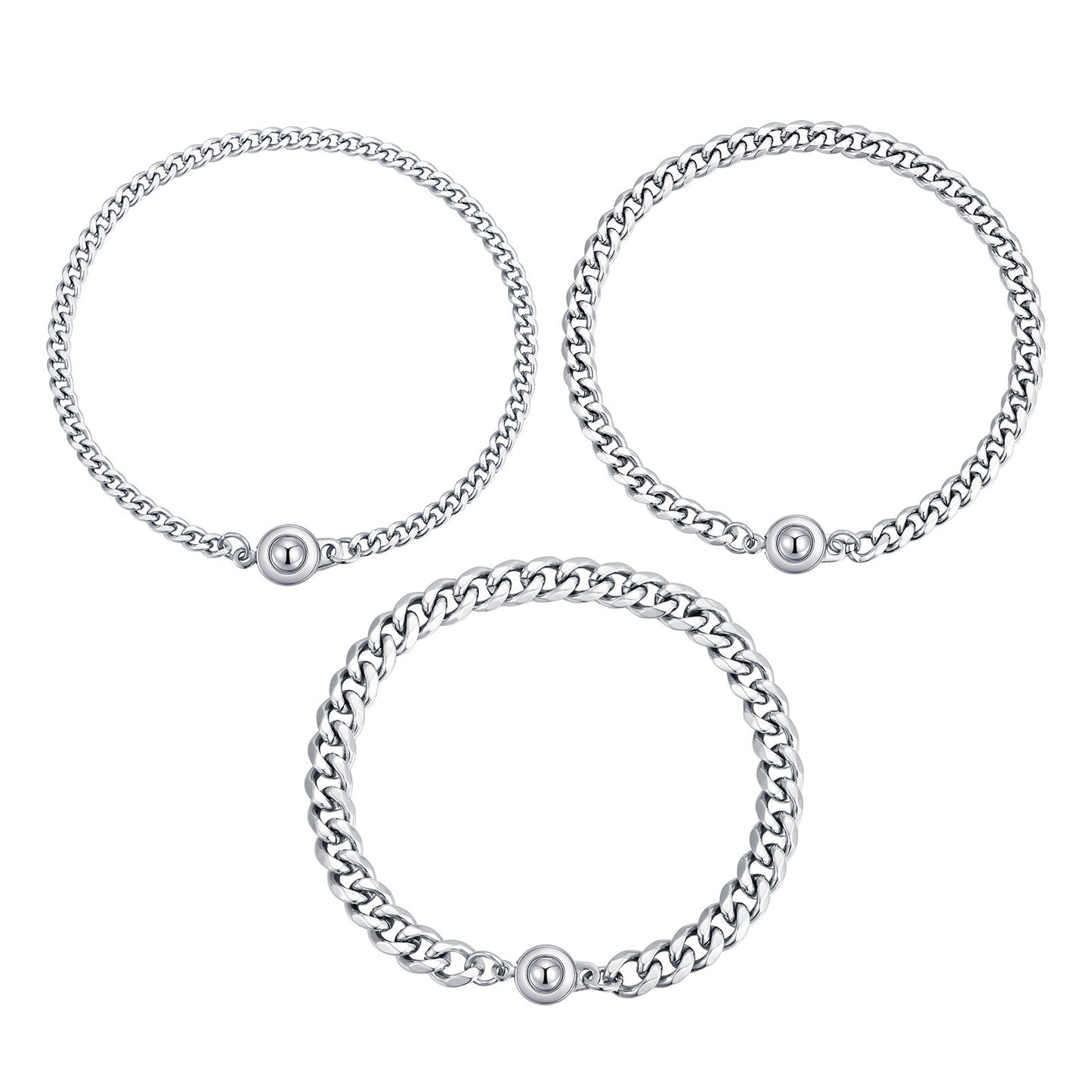 Planderful Stainless Steel Chain Bracelet For Men Snap On