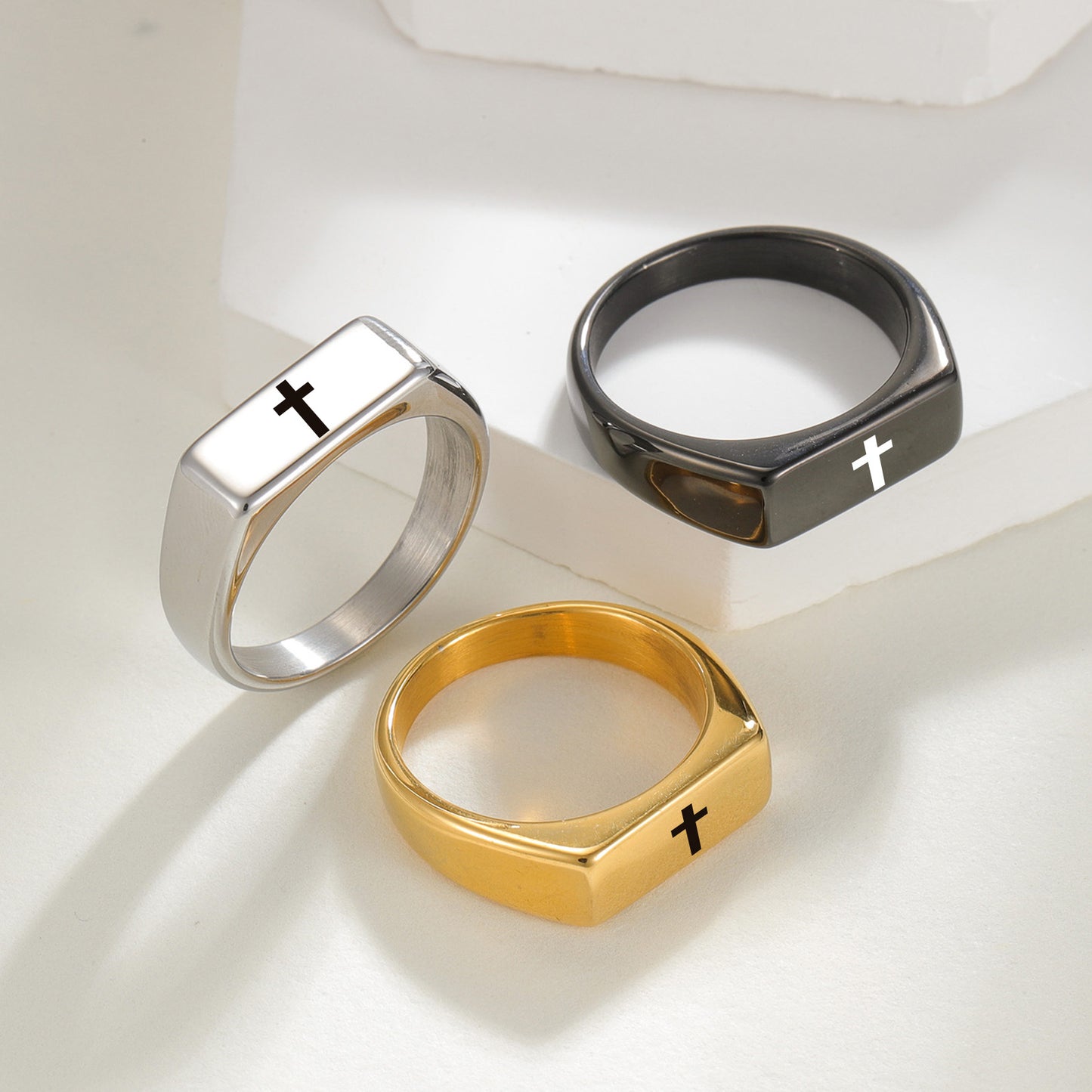 Stainless Steel Punk Stamp Ring By Planderful Everyday Genie For Unisex Hip Hop Style And Customizable Design