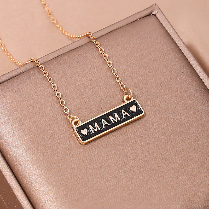 Metallic Geometric MAMA Lady Necklace - Mother's Day Gift