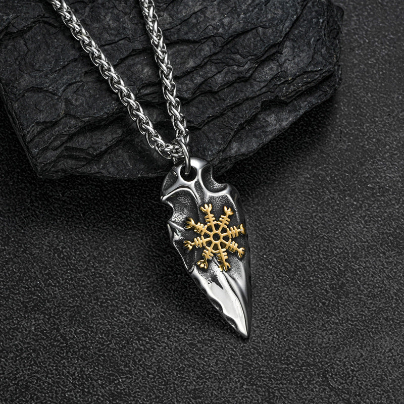 Planderful Titanium Steel Viking Compass Rune Necklace for Men Durable Retro Hip Hop Pendant