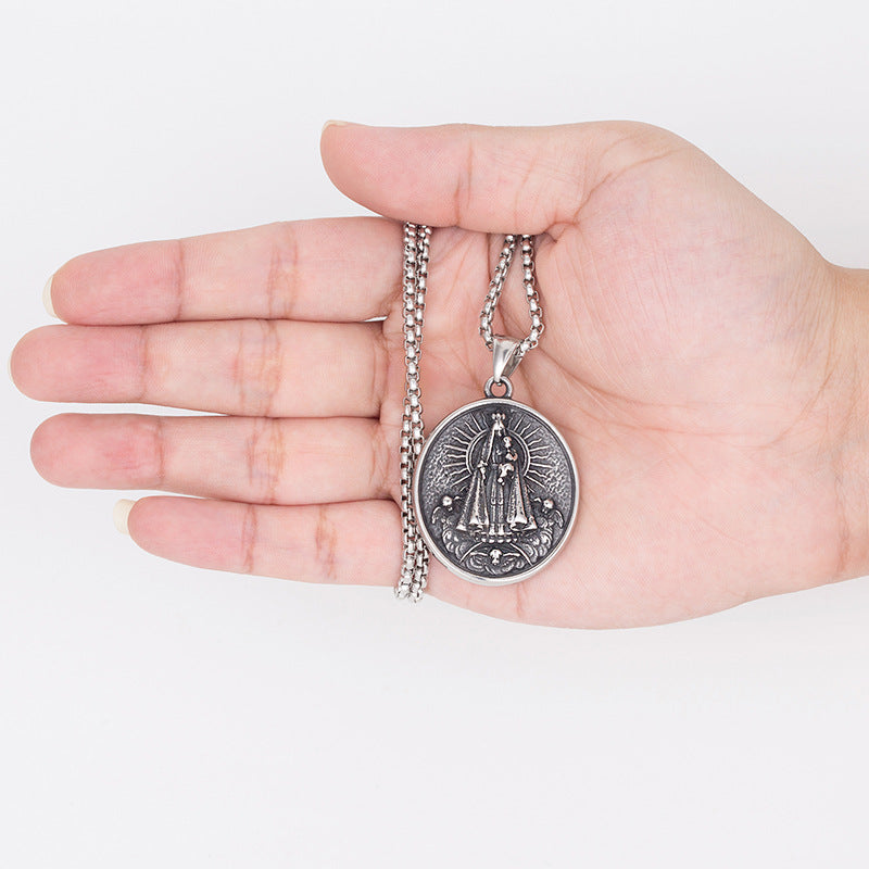 Steel Necklace – Elegant Religious Pendant