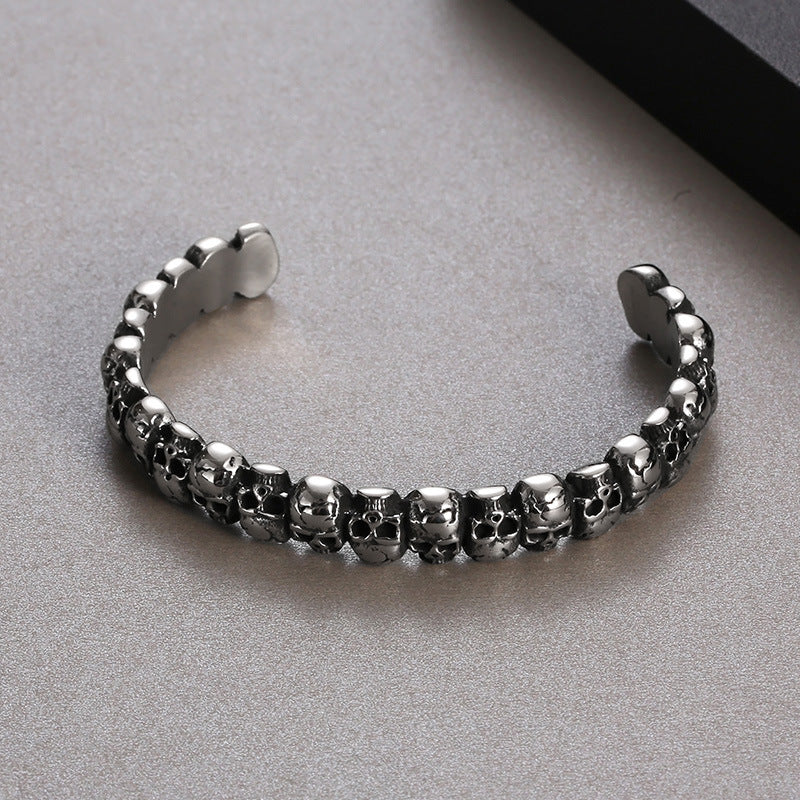 Gothic Ghost Head Bracelet – Punk Style Dark Skull 9mm Stainless Steel Men's Bracelet