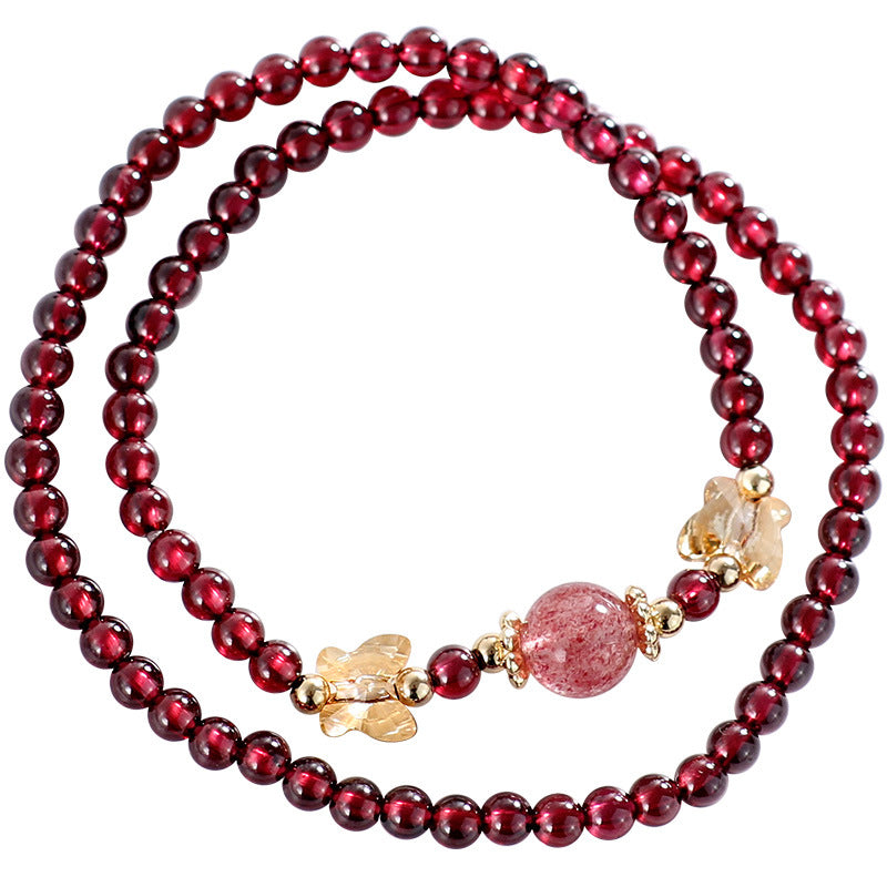 Garnet Crystal Double-Wrap Bracelet