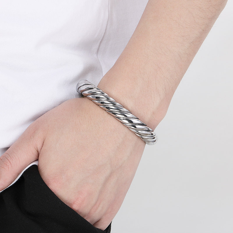 Planderful Men C Shaped Hipster Bracelet 18k Gold Plated