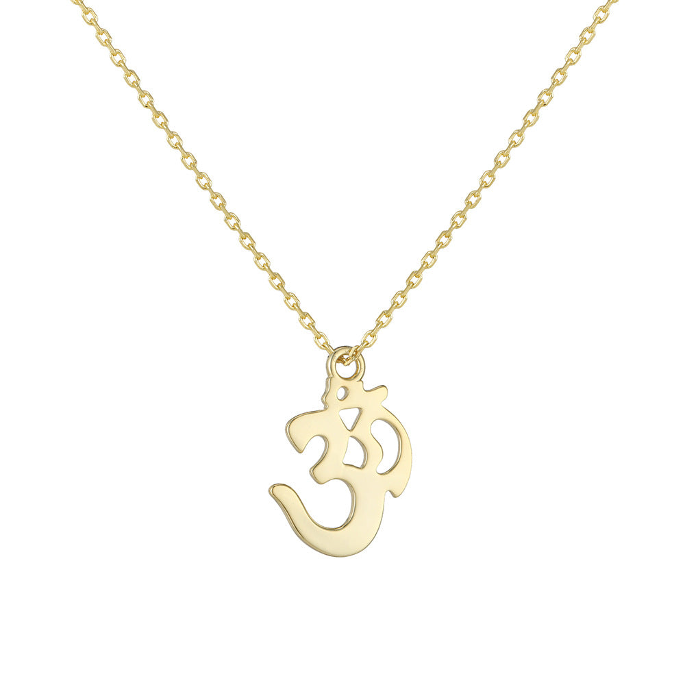 S925 Sterling Silver Aum Symbol Necklace Personality Creative Geometric Hollow Pendant Clavicle Chain