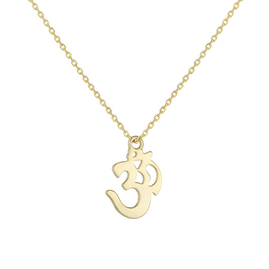 S925 Sterling Silver Aum Symbol Necklace Personality Creative Geometric Hollow Pendant Clavicle Chain