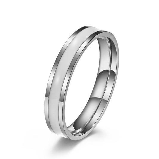 Stainless Steel Black & White Rubber Neutral Couple Ring – Unisex Wedding Engagement