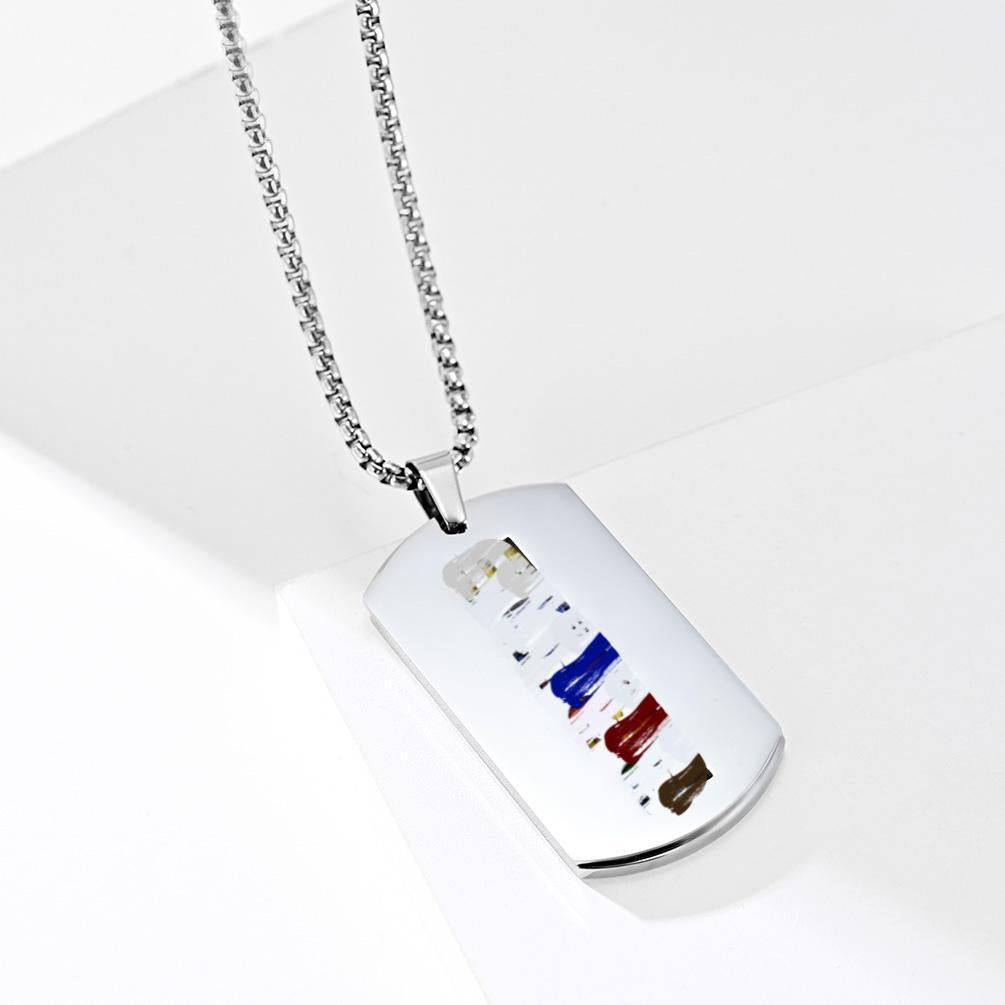 Rainbow Stainless Steel Double-Layer Pendant Unisex Single Necklace