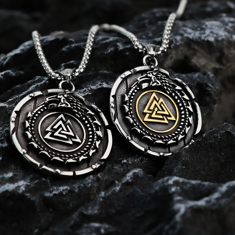 Nordic Retro Viking Triangle Symbol Men's Pendant Necklace