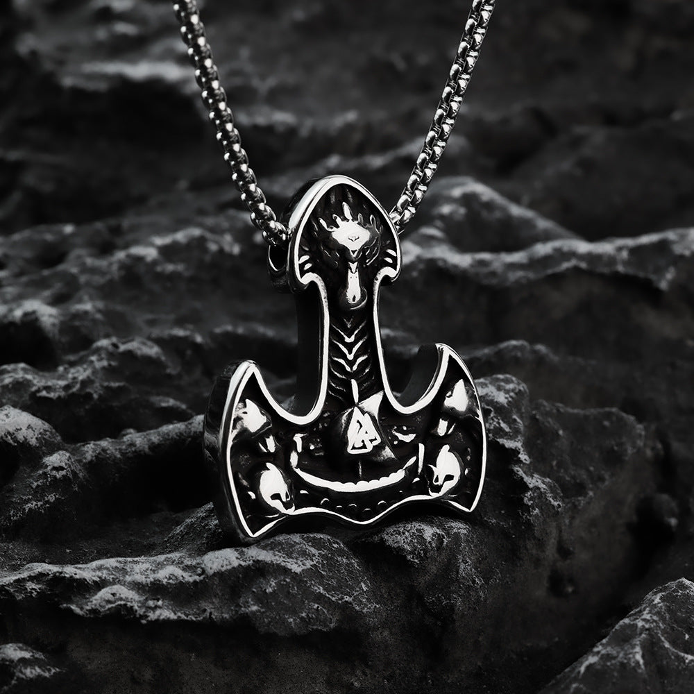 Vintage Nordic Stainless Steel Men's Viking Rune Pendant