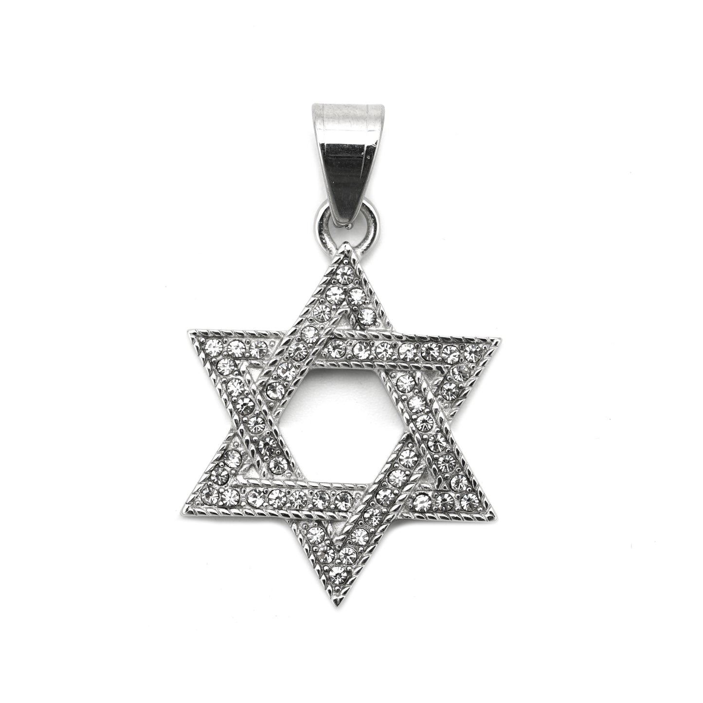 Star Of David Pendant Necklace Stainless Steel Zircon Protection Symbol Unisex Jewelry Planderful