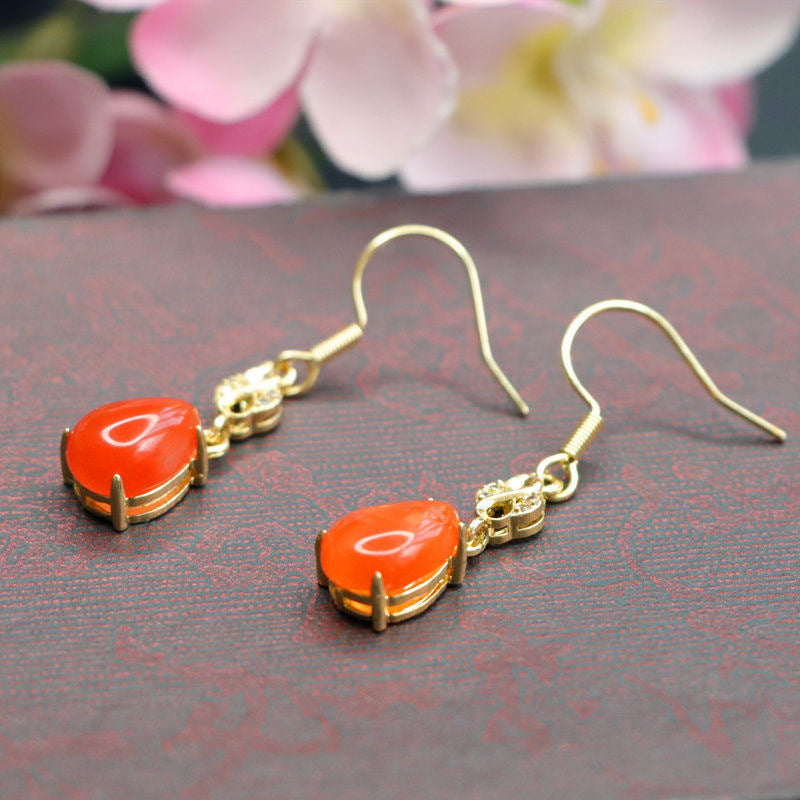 Nanhong Agate Teardrop Earrings