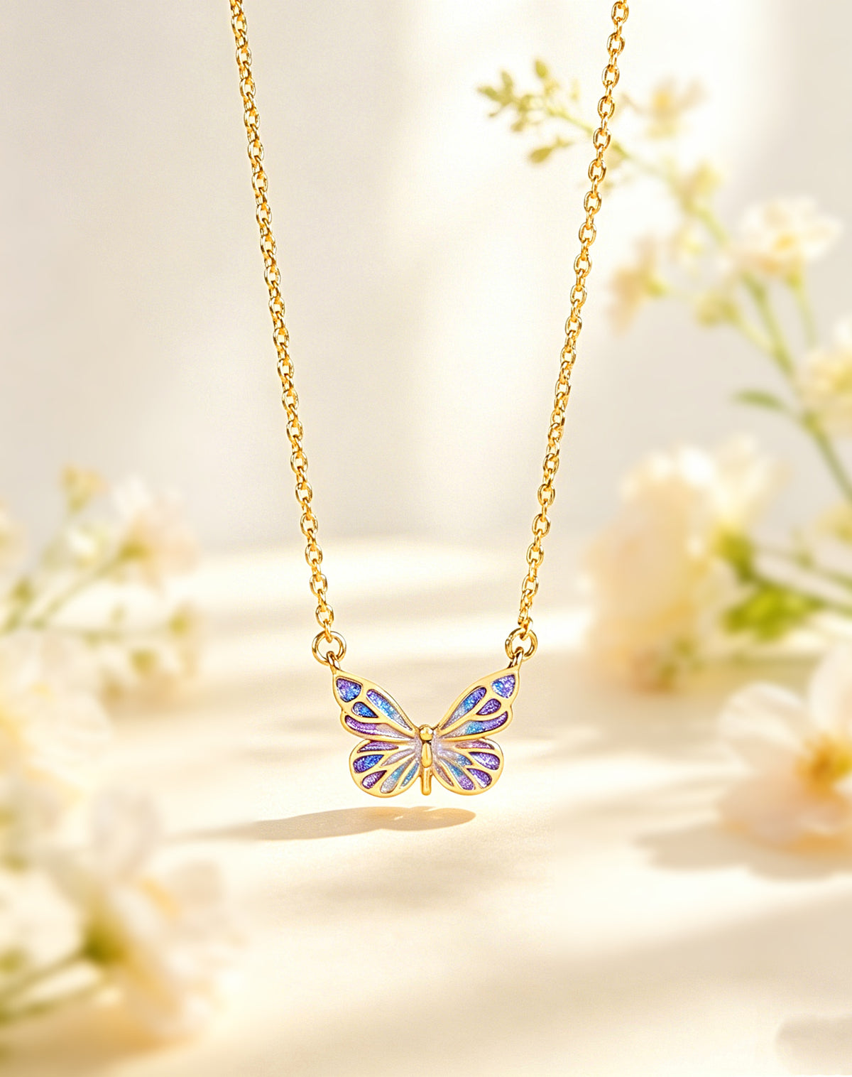 Enamel Gradient Butterfly Necklace