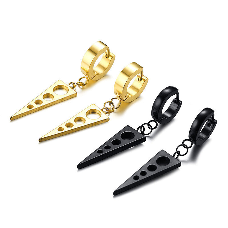 Stainless Steel Geometric Black Earrings