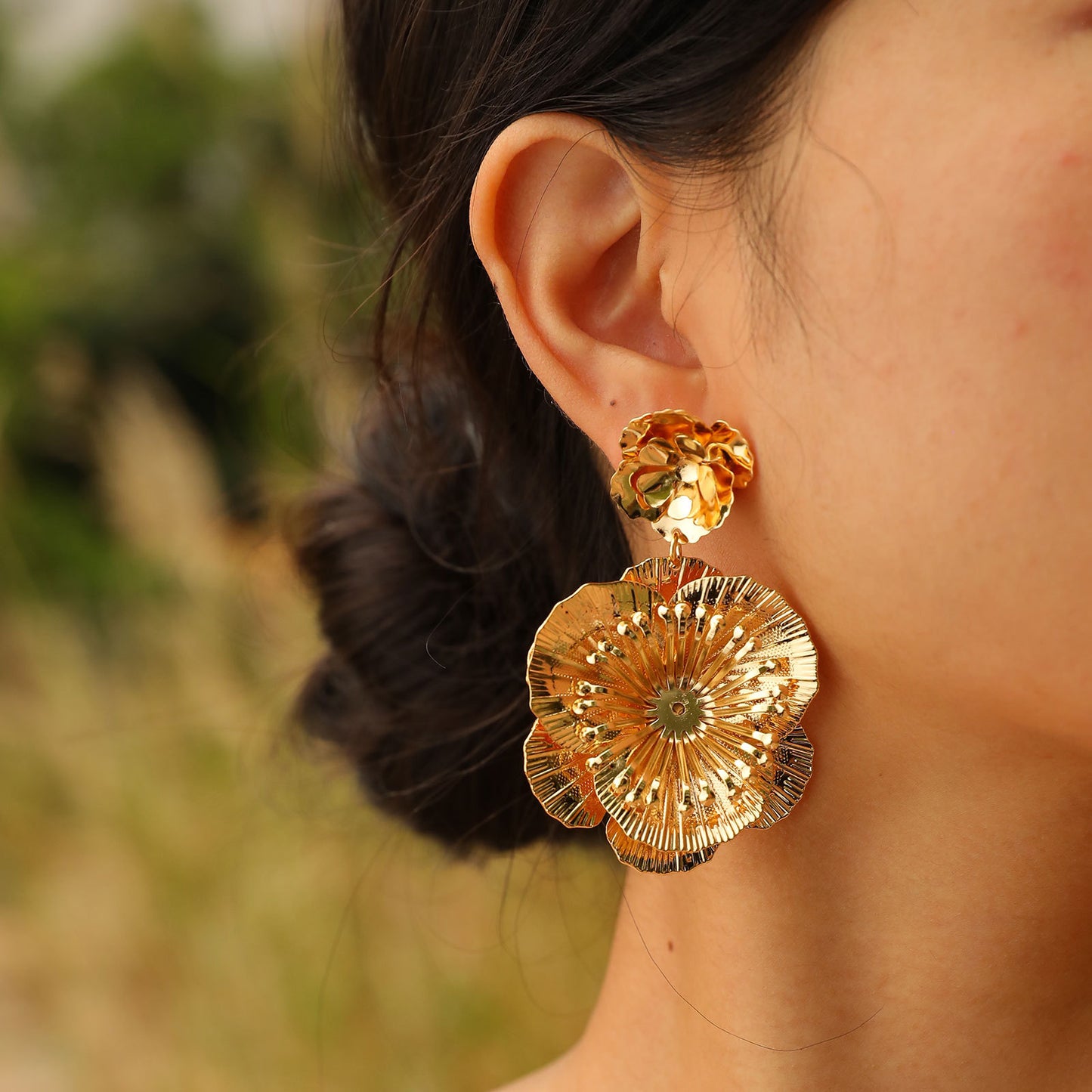 European And American Cross-Border Flower Earrings Copper