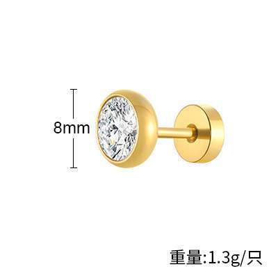 Planderful Stainless Steel White Zircon Stud Earrings Men