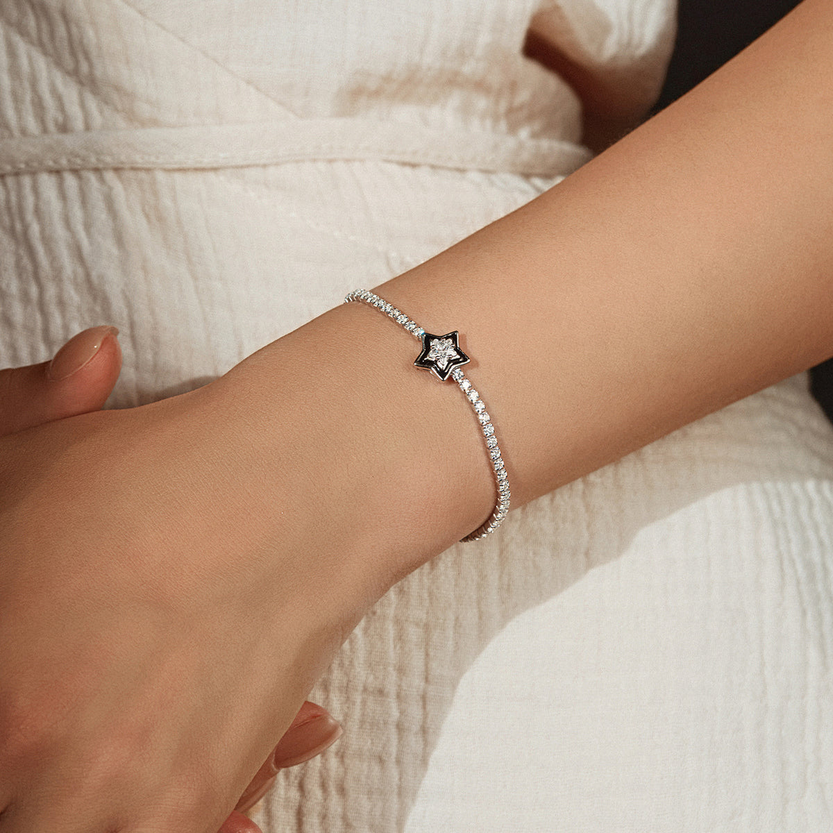 925 Sterling Silver Star Tennis Zircon Bracelet