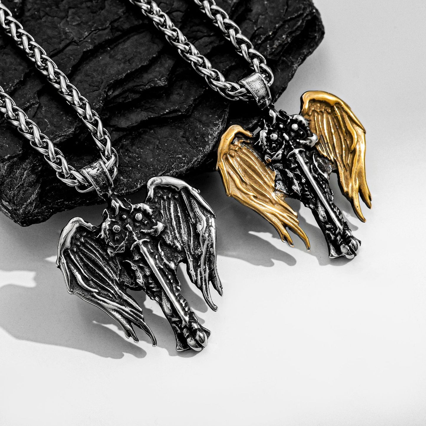 Odin Wings Pendant For Men Titanium Steel Necklace By Planderful Vintage Viking Hip Hop Jewelry Premium Statement