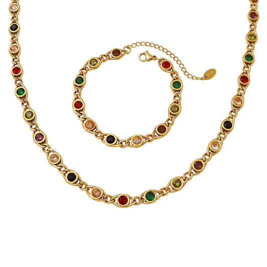 Trendy Copper Jewelry Set with Vibrant Zircon Accents