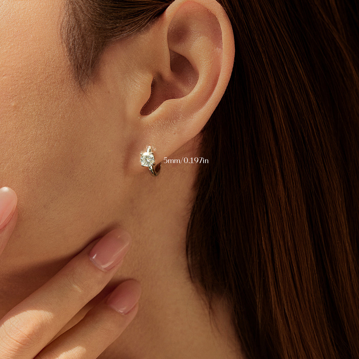 925 Sterling Silver Petite Moissanite Huggie Hoops