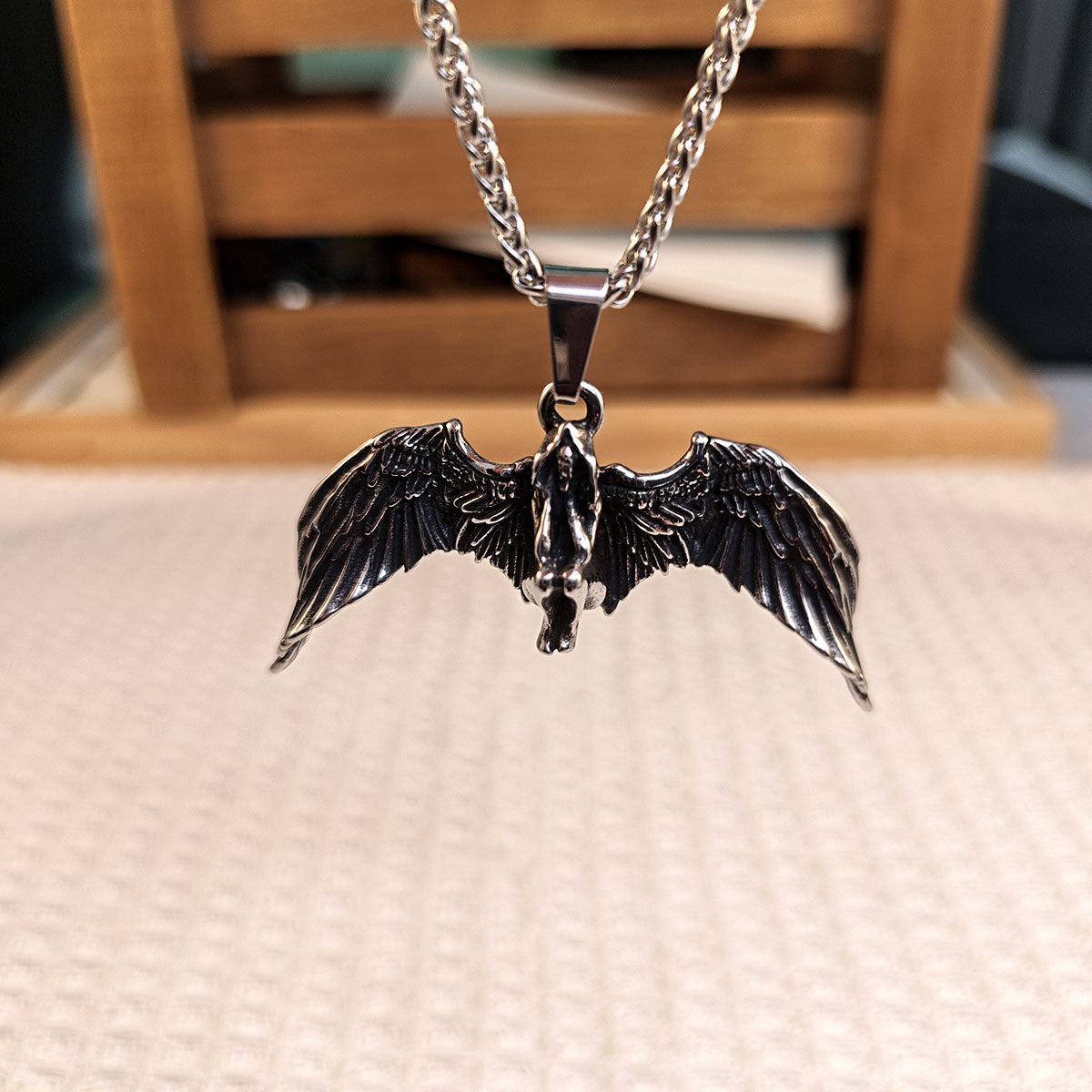 Stainless Steel Men's Pendant – Meditation Fallen Angel Necklace Pendant