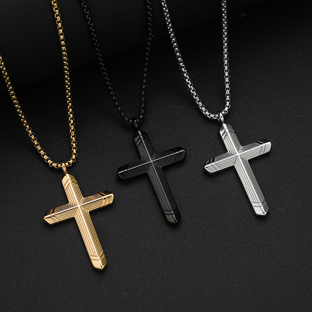 Planderful Everyday Genie Titanium Steel Cross Necklace Unisex Pendant For Everyday Wear Modern Style