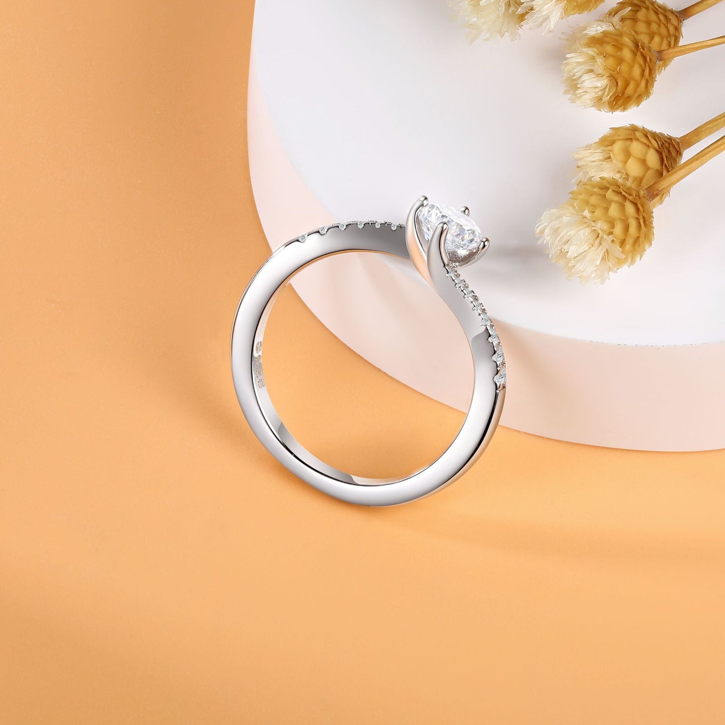 Planderful Sterling Silver Ring For Women With Round Zircon Main Stone Light Luxury High End Jewelry