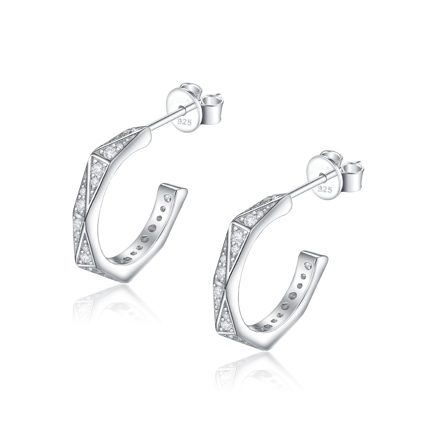 Tonglin's New S925 Sterling Silver Double C Zircon Earrings