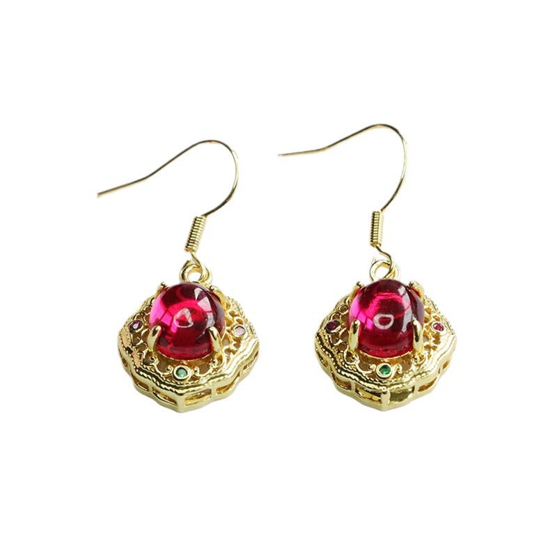 Lab-Grown Ruby Ruyi Motif Earrings