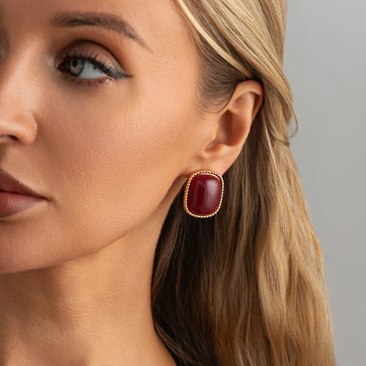 Planderful Vienna Verve Tiger's Eye Square Stud Earrings For Women Elegant Geometric Retro Jewelry