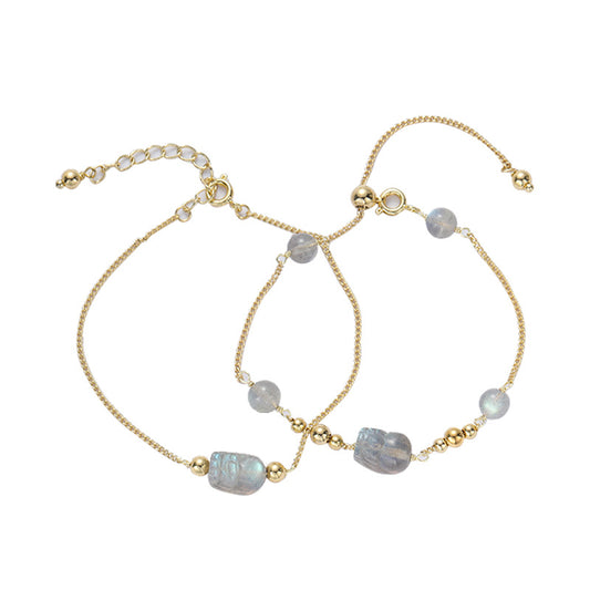 Lucky Crystal Moonstone Bracelet with Sterling Silver Needle