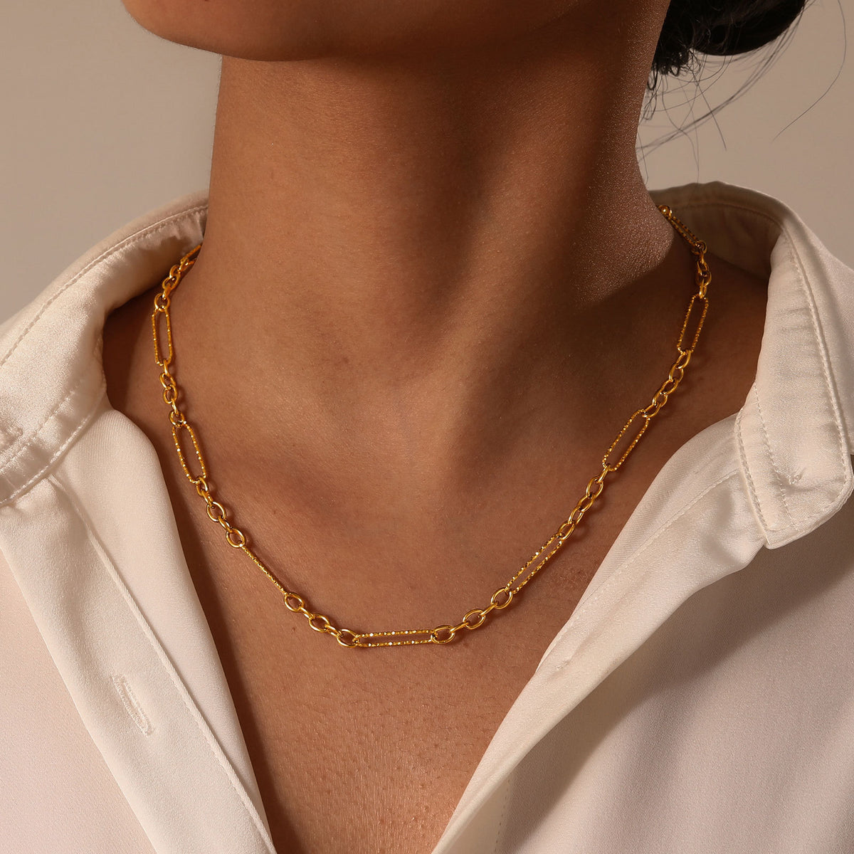 Stainless Steel Handmade Chain Necklace Bracelet Gold Women's