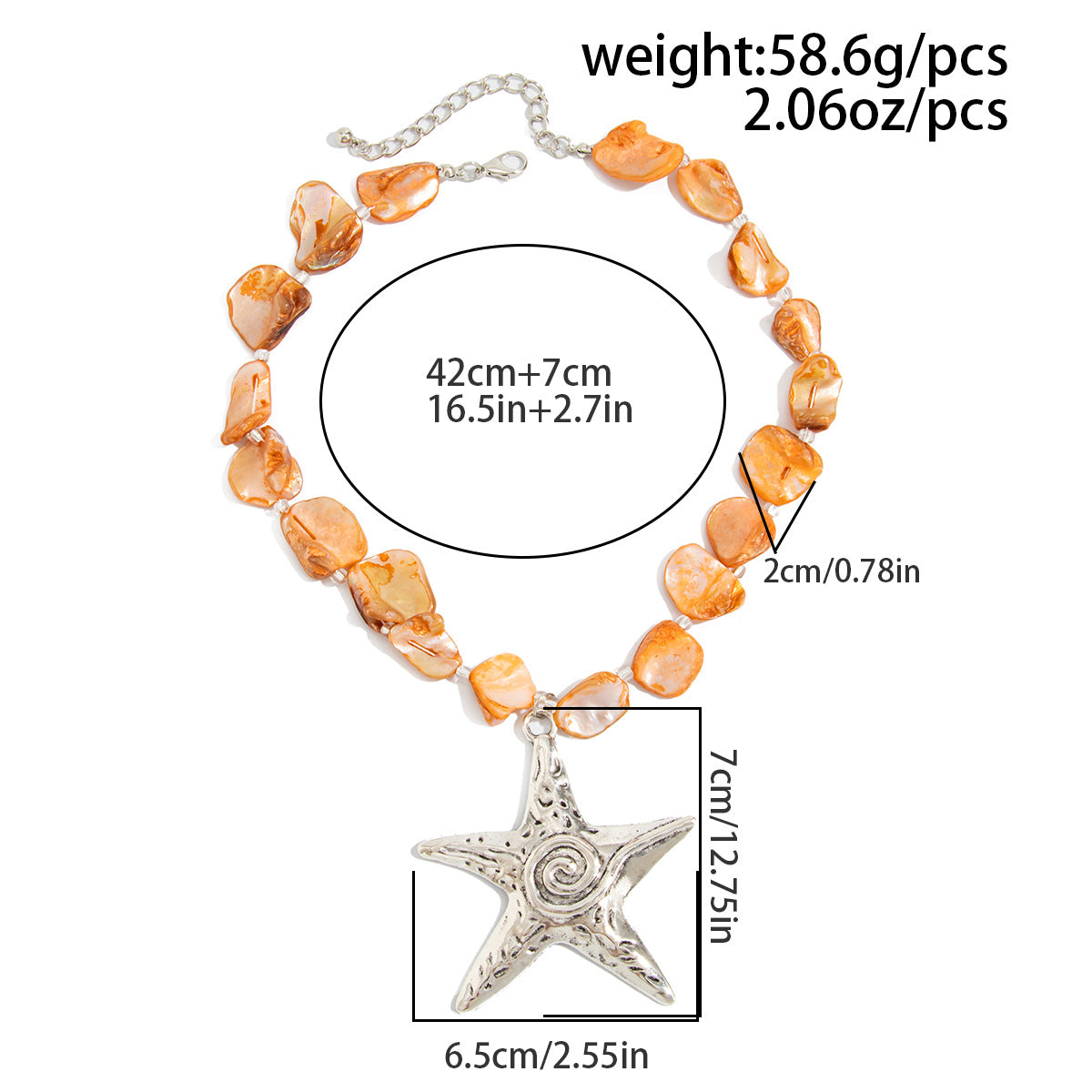 Marine Alloy Starfish Pendant Collarbone Chain Necklace Holiday Wind Irregular Shell Piece