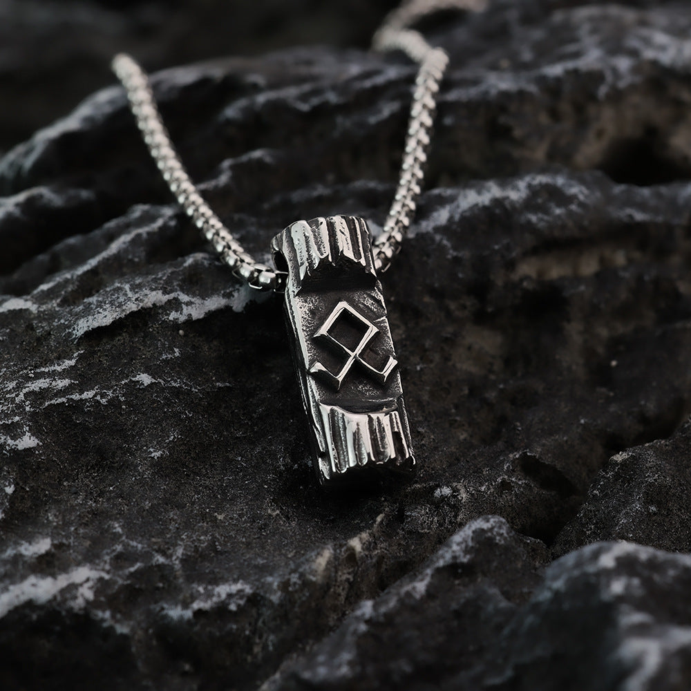 European And American Jewelry Wholesale Titanium Steel Necklace Viking Rune Pendant For Men