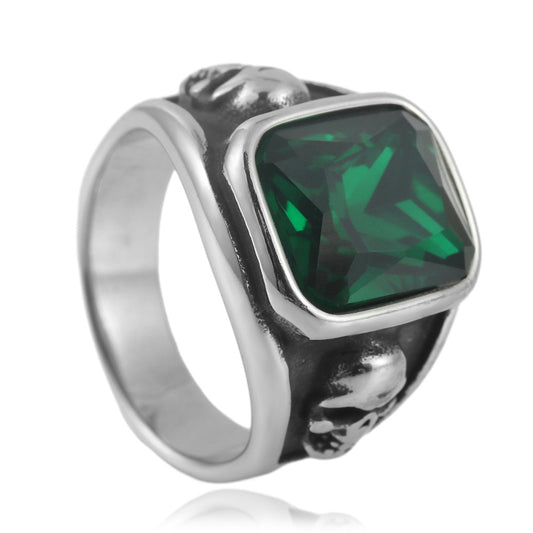 Planderful Titanium Steel Ring Multi Colored Stone Unisex Bold Statement For Men