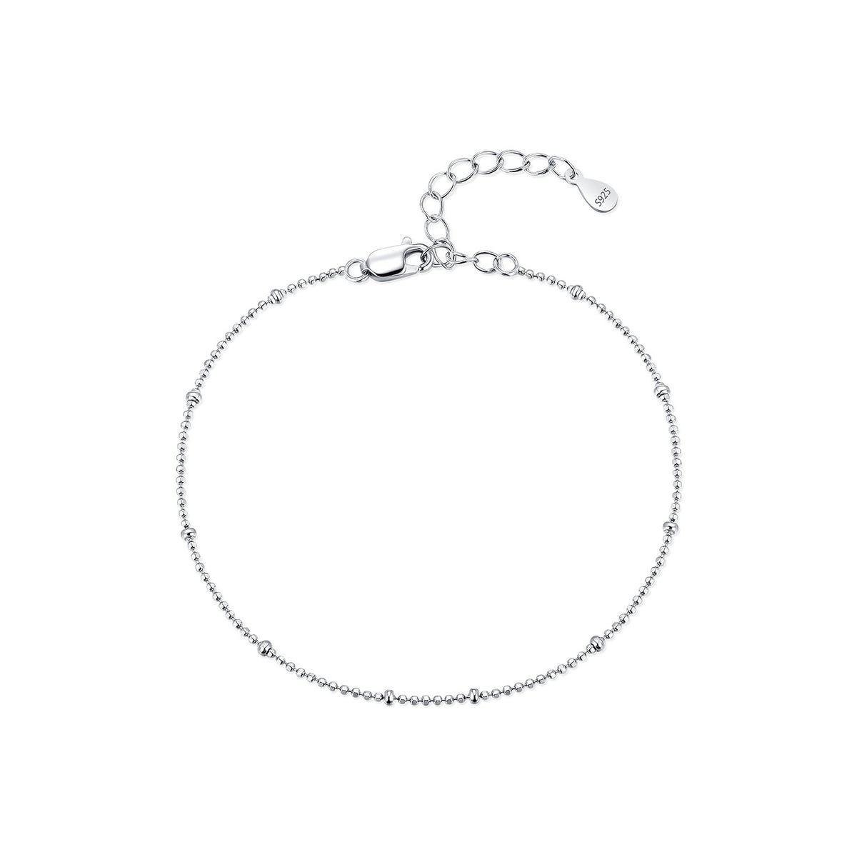 925 Sterling Silver Round Bead Chain Bracelet