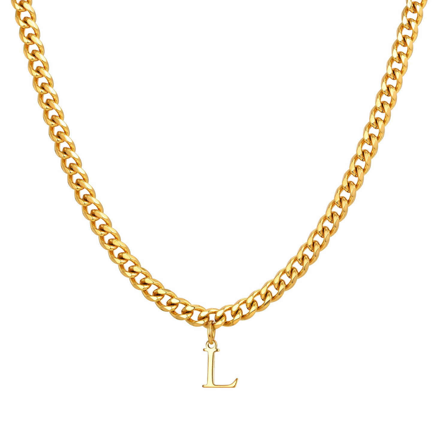 Planderful Mens Stainless Steel Letter Necklace Gold For Men