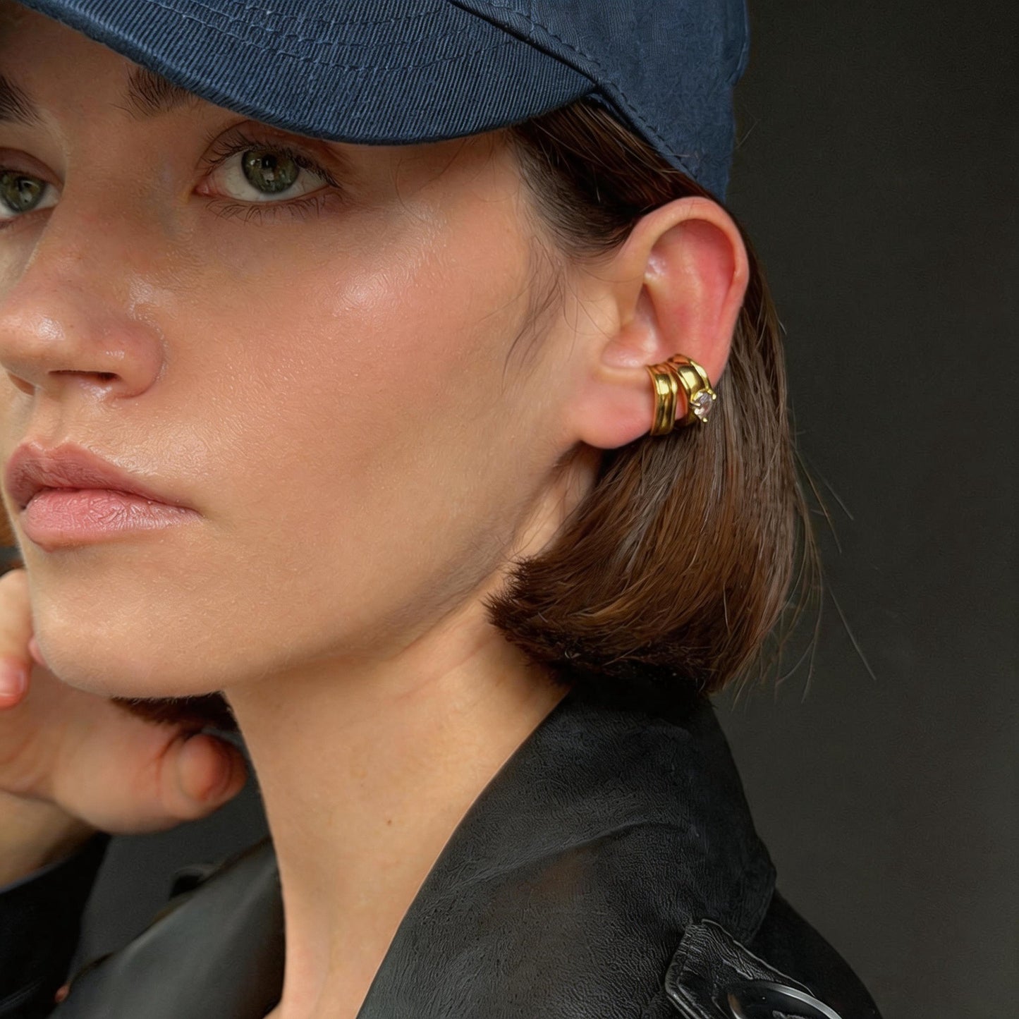 Planderful Vienna Verve Stainless Steel Water Drop Ear Clips Zircon C Shape Non Piercing For Women