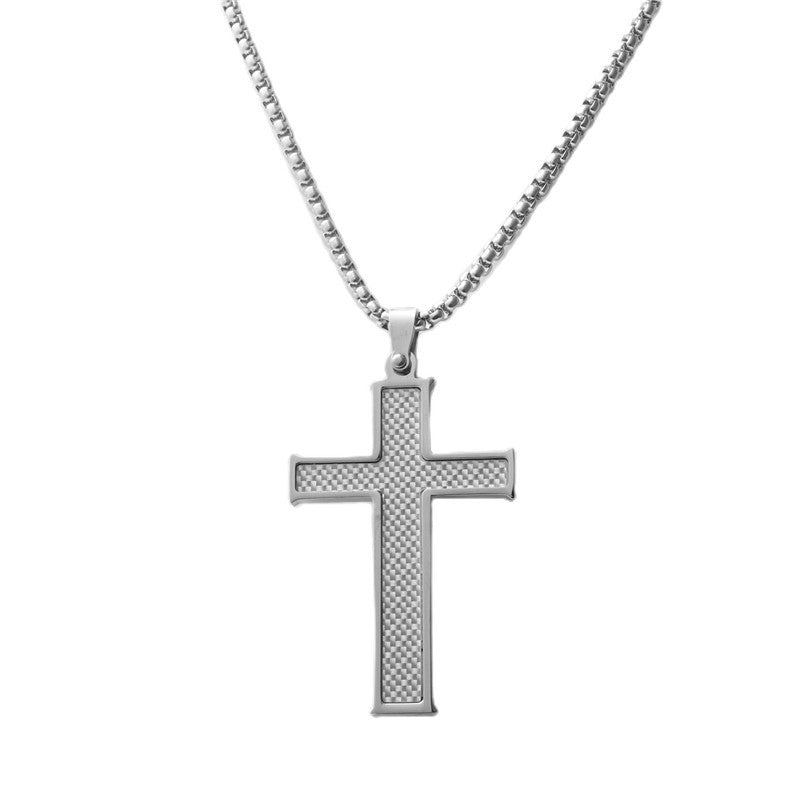 Personalized Retro Titanium Steel Cross Pendant Necklace for Men - Trendy Stainless Steel Design