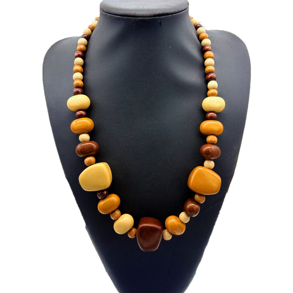 Planderful Savanna Rhythms Necklace – Unique Wood and Acrylic Design