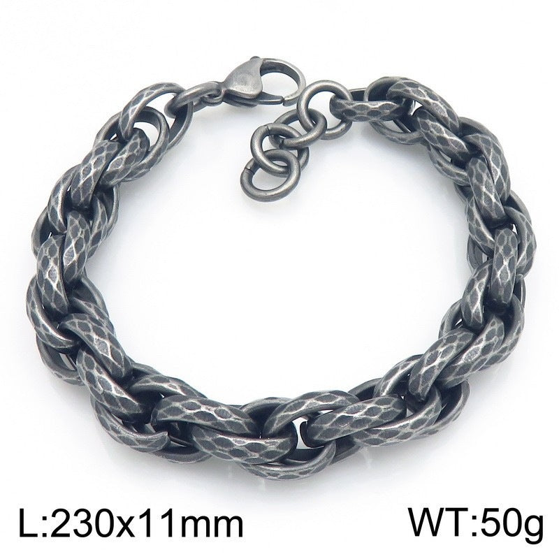 11mm Hammer Twist Twist Chain With Extension Chain Stainless Steel Men's Bracelet