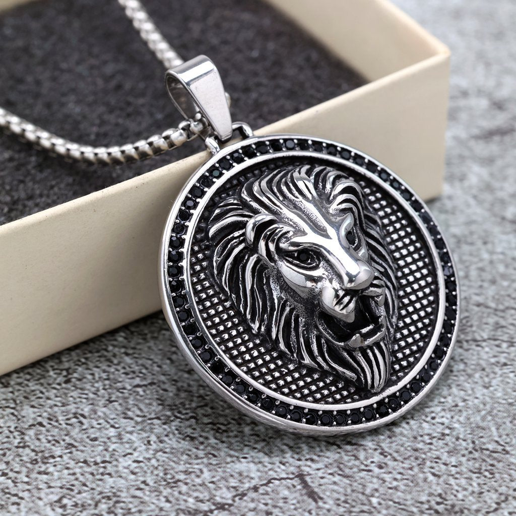 Vintage Lion Stainless Steel Men's Pendant Necklace